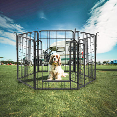 Clôture intérieure / extérieure pour chien avec porte en métal 31,7 "h