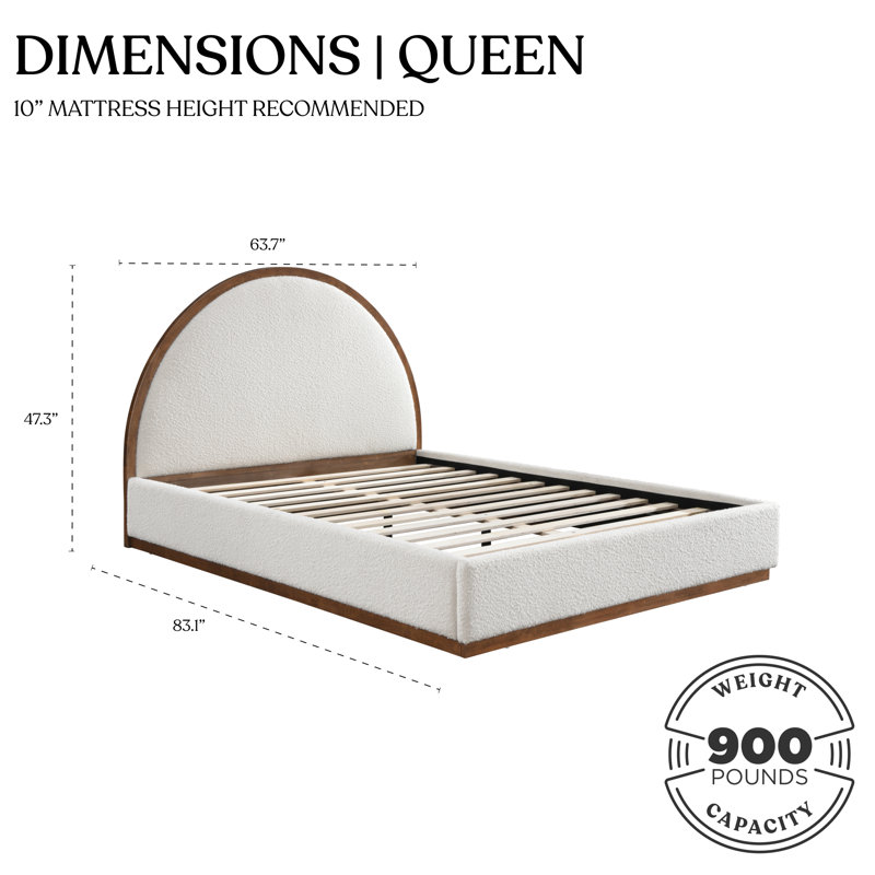 Dennville Frankston Arch Queen Bed Walnut Boucle