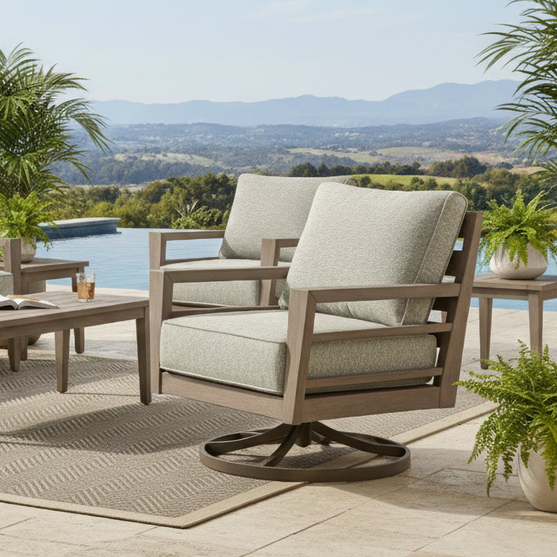 Chaise longue pivotante Sarahgrace, Brun, Gris