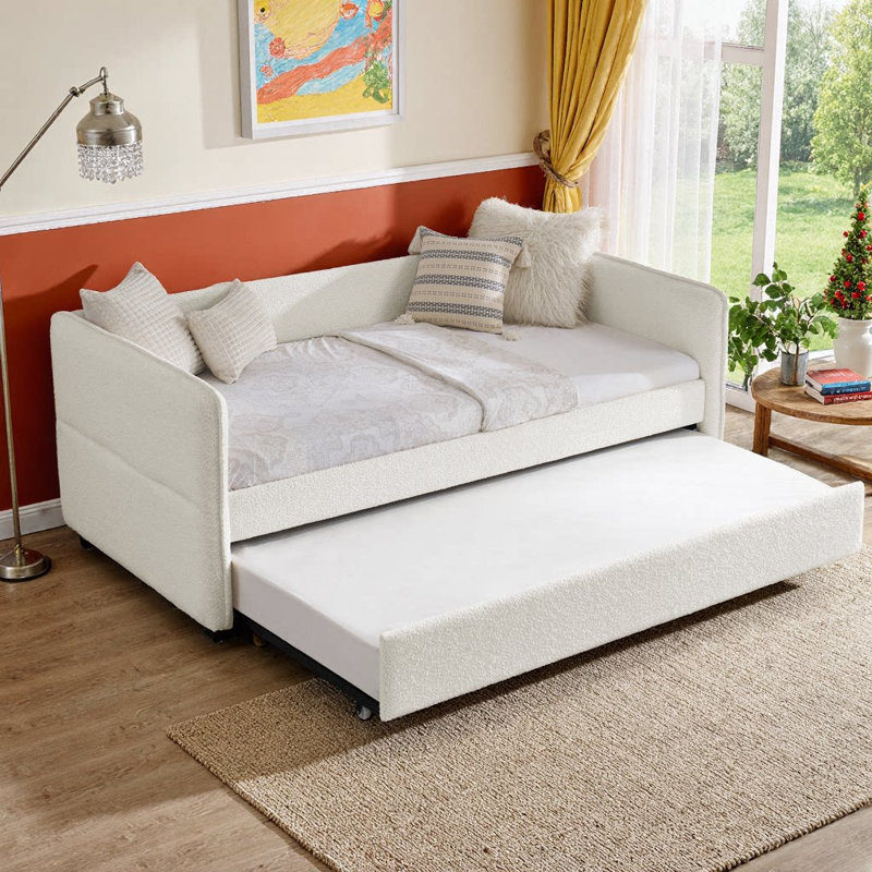 Canapé-lit simple / double rembourré avec couchette escamotable simple, tissu Boucle, capacité de poids de 500 lb, 83 po x 58,5 po x 29,5 po
