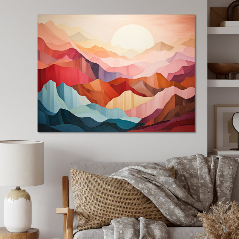 «Pastel Bold Sunset Landscape III», reproduction d'art sur toile, H 34 po x l 44 po x P 1,5 po, Toile tendue