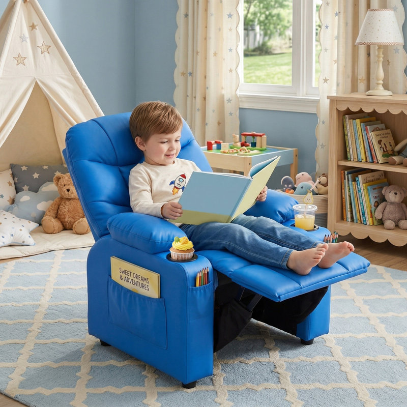 Fauteuil inclinable pour enfants Bartruff, Bleu vif