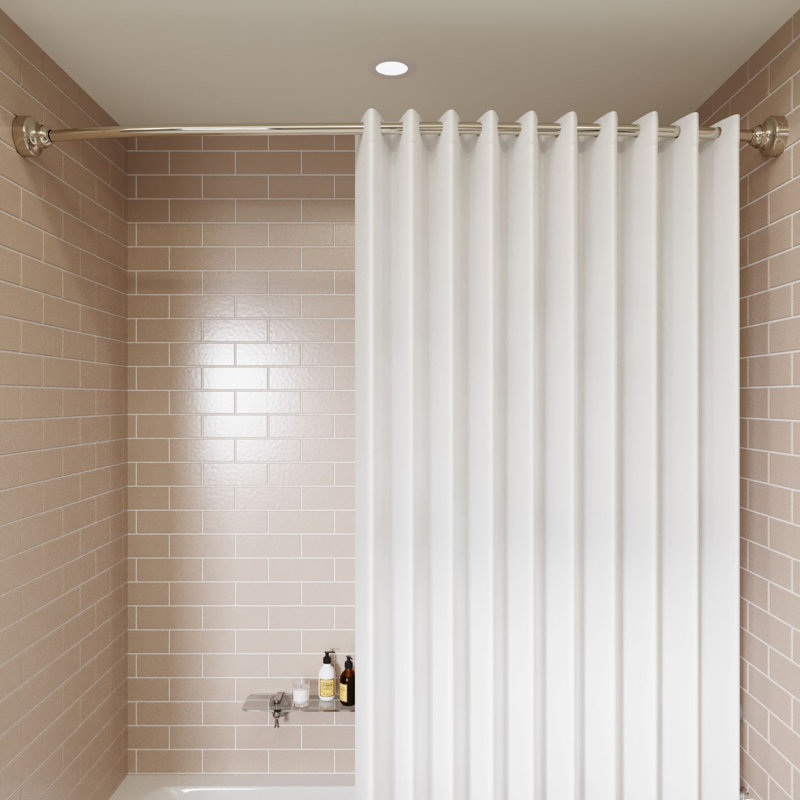 Adjustable Brushed Nickel Curved Shower Curtain Rod, 60in