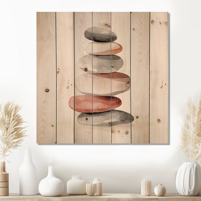 Energy Elegance Of Meditation Tower III - Meditation Wood Print - On Natural Pine Wood