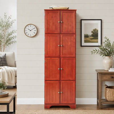 72.4" Tall Freestanding Storage Cabinet, 8 Doors 4 Compartments Multipurpose Cabinet Bookshelf for Living Room, Kitchen, Office