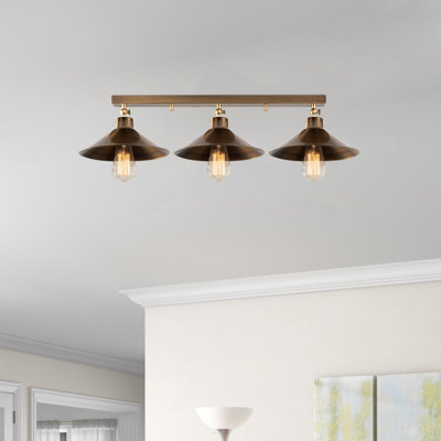 Lustre industriel moderne, structure en métal rétro, 31,5 po x 9,4 po x 6,7 po | Hauteur: 6,7 pouces | 3 x douilles E27 (40 W maximum) | Parfait pour la décoration scandinave, éclairage unique pour la salle à manger et les espaces de vie