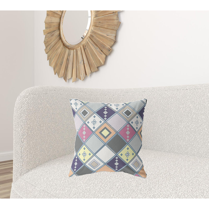 Coussin 20 po x 20 po, Floral rose / beige
