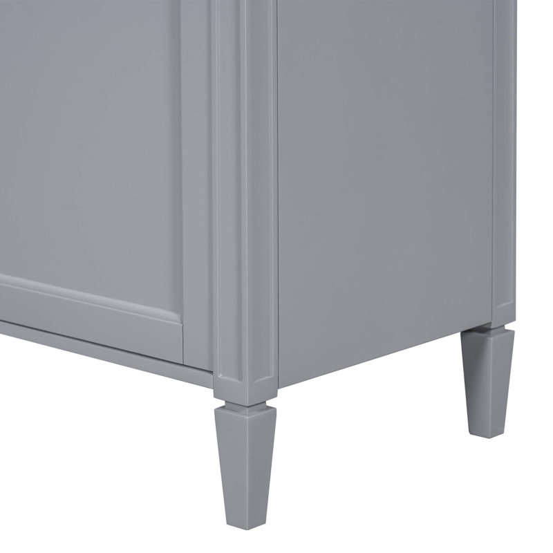 Ensemble de meuble-lavabo à une cuve moderne avec tiroirs et armoire à miroir Modern, Gris