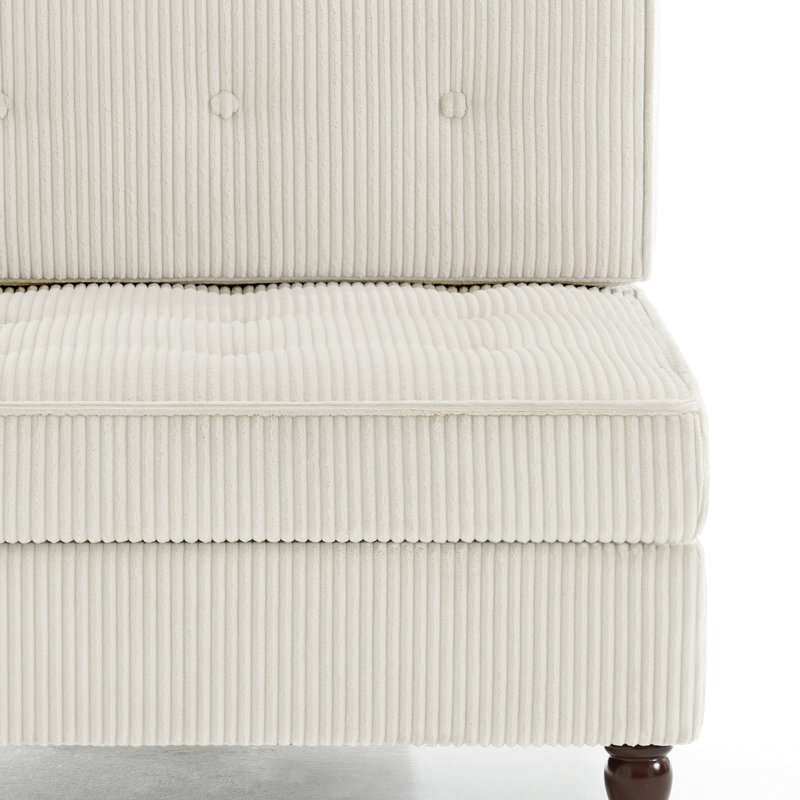 Upholstered Tufted Corduroy Modular Sectional with Pillow Back, 3, Beige