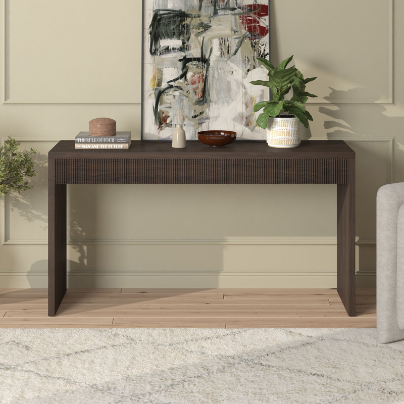 Lawrence Fluted Console Table, Alder Brown, 29.5" H x 55" W x 15" D