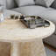 Round Travertine Effect Coffee Table – Cross Leg Side Table for Living Room, Lounge & Conservatory-1901179883