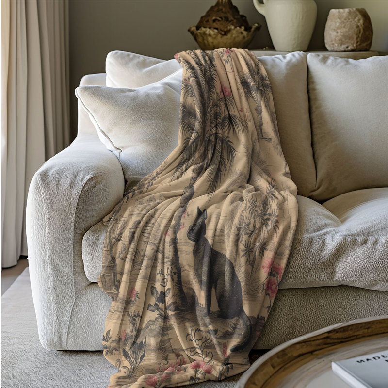 Feline Elegance - Couverture sherpa de qualité supérieure 1 pièce, Lit simple