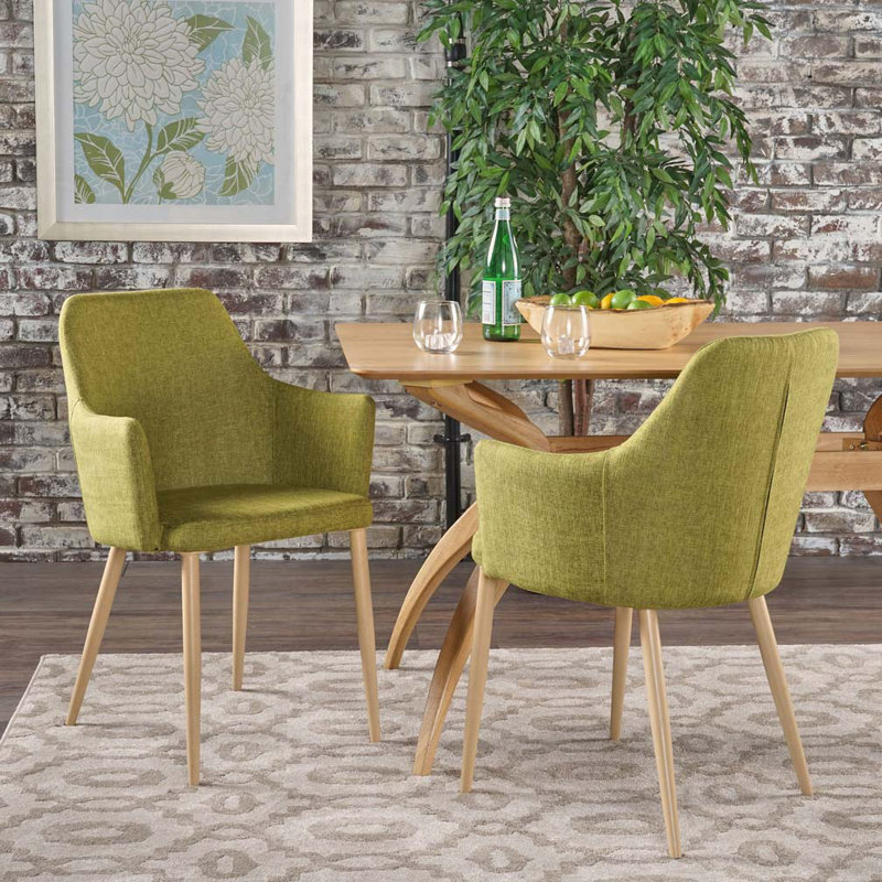 Chaise rembourrée avec pieds en bois, Noyer naturel, Vert