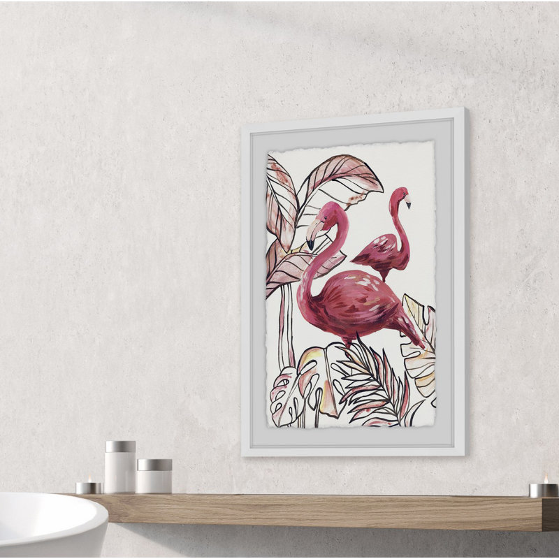 Tropical Flamingos II 1 Piece Single Picture Frame Wall Art, 91 cm H x 61 cm W