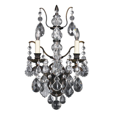 Bordeaux 2 Light 11.5in x 21.5in Wall Sconce in Etruscan Gold with Clear Heritage Handcut Crystals