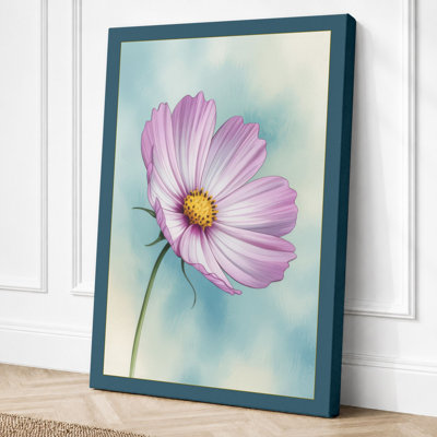 Pink Cosmos Bloom Botanical - Wrapped Canvas