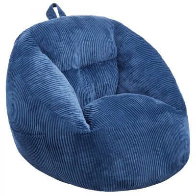 Bean Bag Chair, 35.43 in Bean Bag Chair with Soft Armrests and Storage Pocket, 25D Memory Foam Filled with Soft Teddy Velvet Cover, Bean Bag for Bedroom or Playroom, Blue