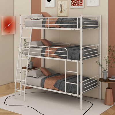 Twin Size Metal Triple Bunk Bed Can Be Disassembled Into Three Beds