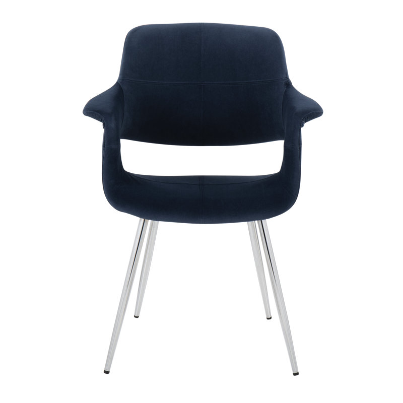 Quirico 16.5'' H Upholstered Armchair, Chrome, Blue