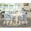 Ensemble de salle à manger 5 pièces comprenant une table de salle à manger rectangulaire avec Dropleaf et 4 chaises de salle à manger Parsons bleu lin, blanc lin-2041141985-2041179883-2041179880
