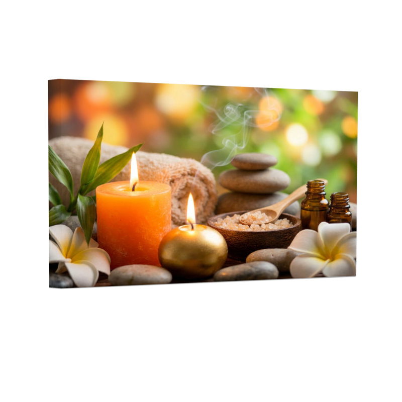 Bougies Fashion Pierres Fleurs Serviette Bouteilles d'huile Feuilles, H 24 po x l 36 po