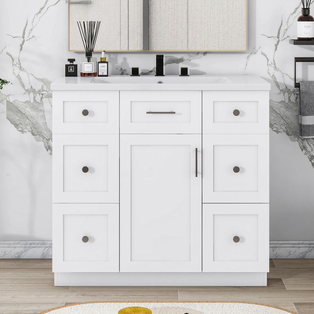 Wrought Studio Modern White 36Inch Freestanding Bathroom Vanity