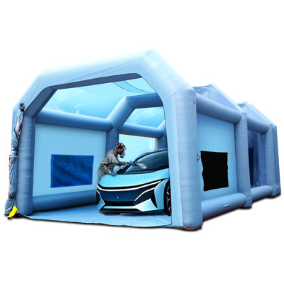 Cabine de peinture gonflable avec soufflantes de 950 W et 1 100 W et espace de travail propre pour la coloration et la réparation des fenêtres.