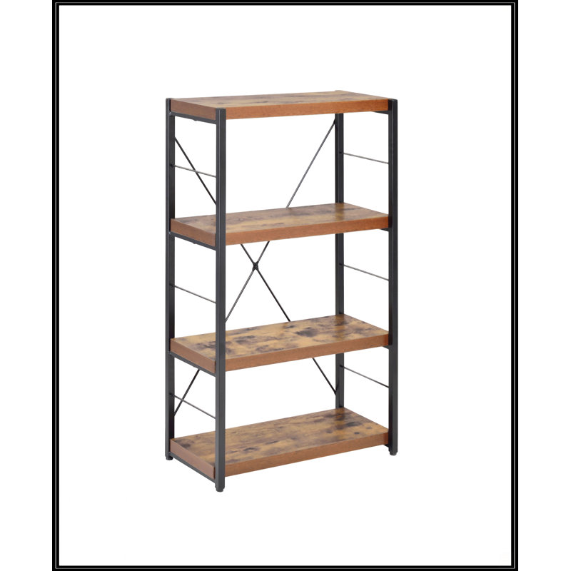 Weathered Oak And Black 3-Shelf Bookcase