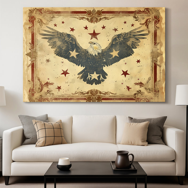Aigle antique dans un cadre - Toile tendue avec châssis - Prêt à accrocher, 36X48