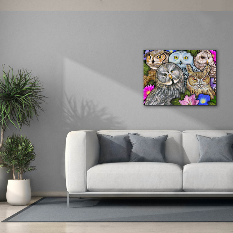  «Owls» par Tim Jeffs, art mural sur toile, 34 po x 26 po, H 26 po x l 34 po