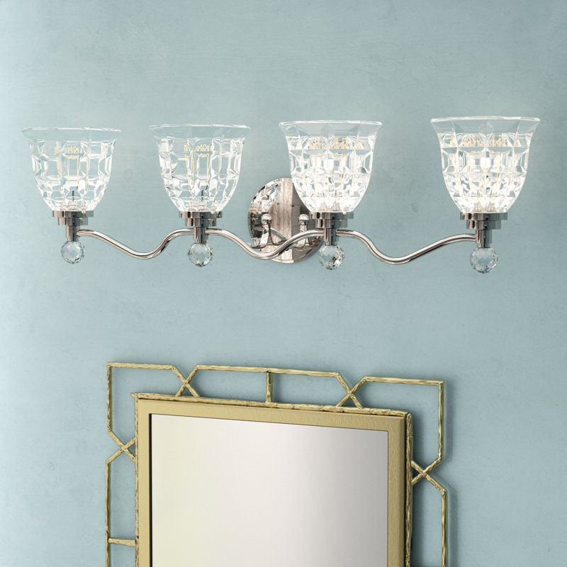 Eduard 4-Light Polished Nickel Vanity Light, 4 Lights, 8.5" H x 33" W x 33" D