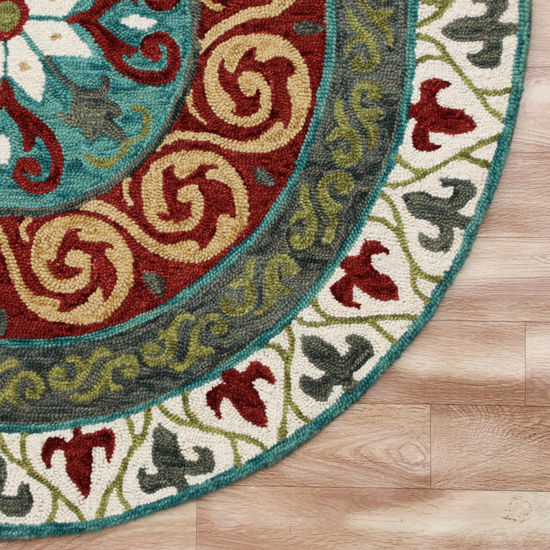 Arliss Hand Tufted Oriental Indoor Rug, Round 5'