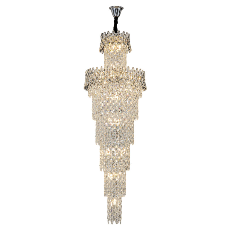 Lustre en cascade 18 lumières pour escalier et hauts plafonds K9, H 59,06 po x l 19,69 po x P 19,69 po