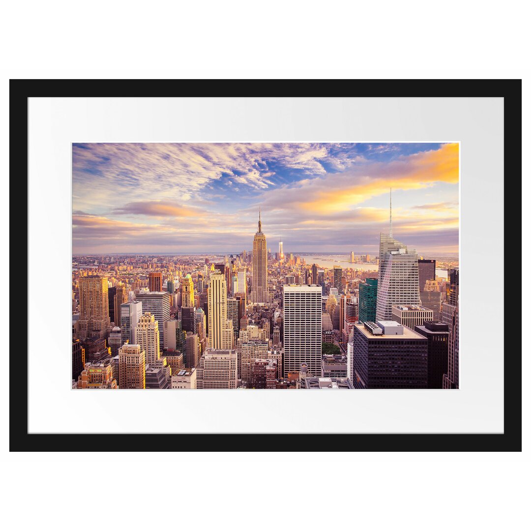 Gerahmtes Poster Skyline New York Sonnenuntergang