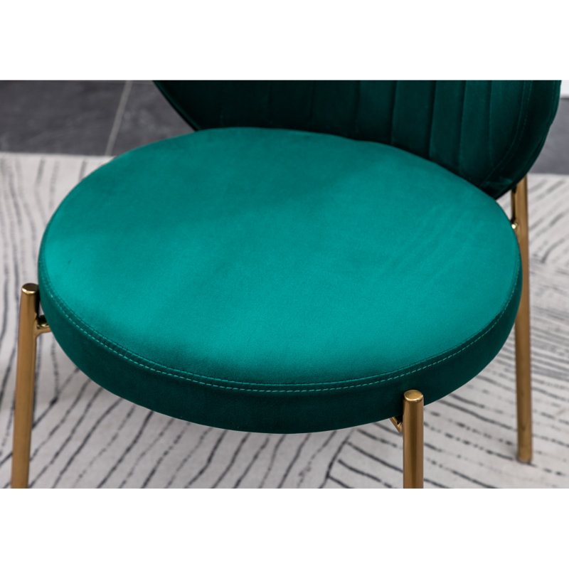2 chaises de salle à manger en velours - Paire de coussins et de fabrication en métal, Vert