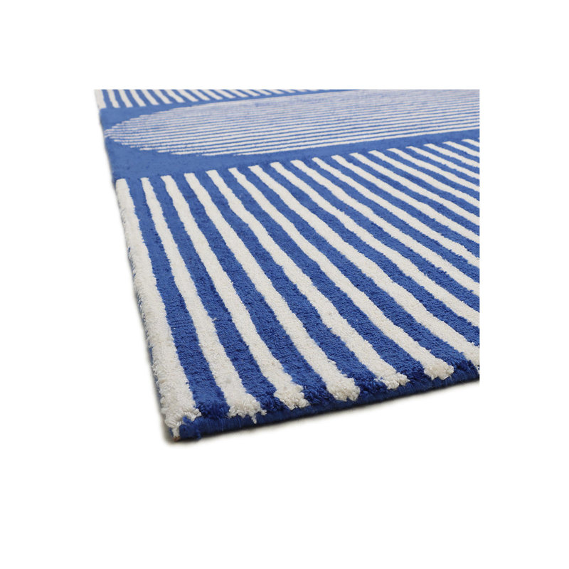 Echo Geometric Area Rug in Blue/Ivory, Runner 2'6" x 12'
