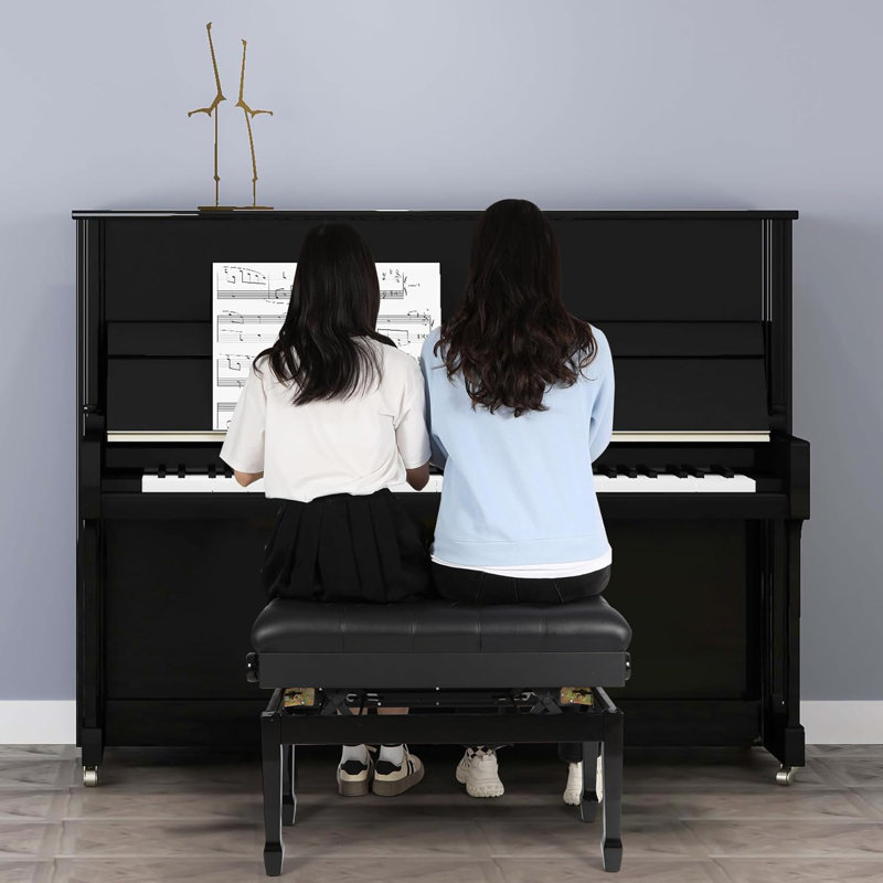 Banc de piano réglable en bois de bouleau de 31,5 po avec rangement, tabouret à clavier