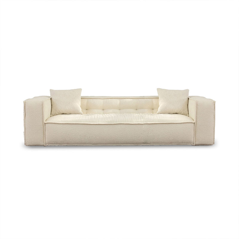 Coussin en velours blanc, 3, H 25,59 po x l 94,49 po x P 39,37 po
