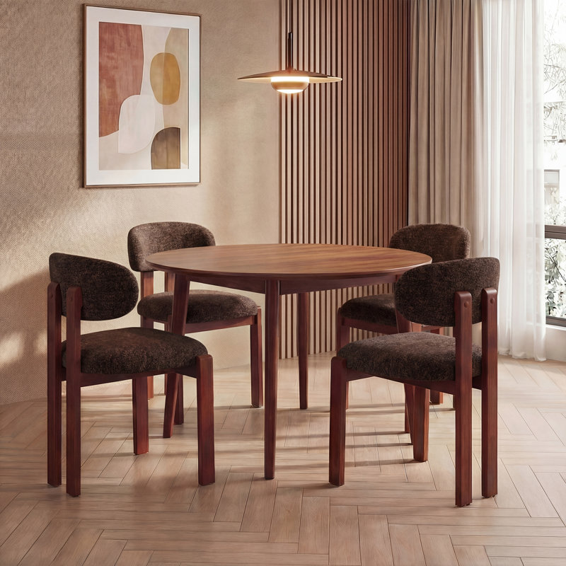 40.5 cm H Upholstered Fabric Dining Chair, Dark Brown, Brown
