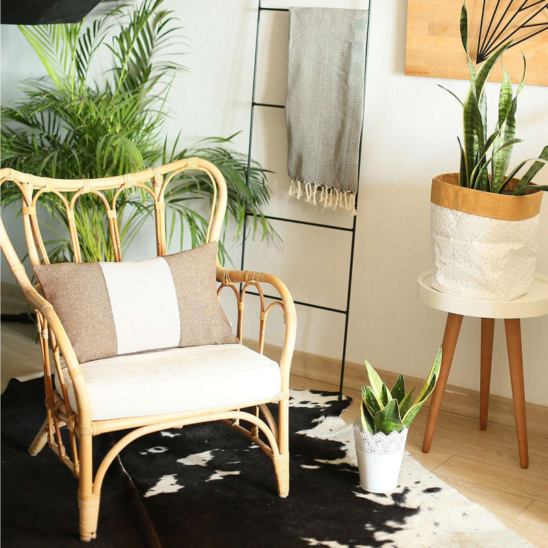 Coussin décoratif à rayures, Brun/beige, H 12 po x l 20 po, Polyester