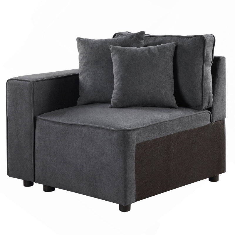 Fauteuil d'appoint gris à dossier gauche