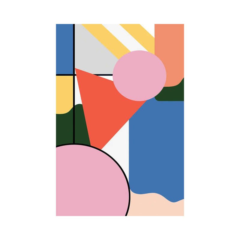 Simple Mondrian Bauhaus Shapes - Reproduction d'art mural - Toile tendue, H 26 po x l 18 po, Toile tendue, Ne s’applique pas