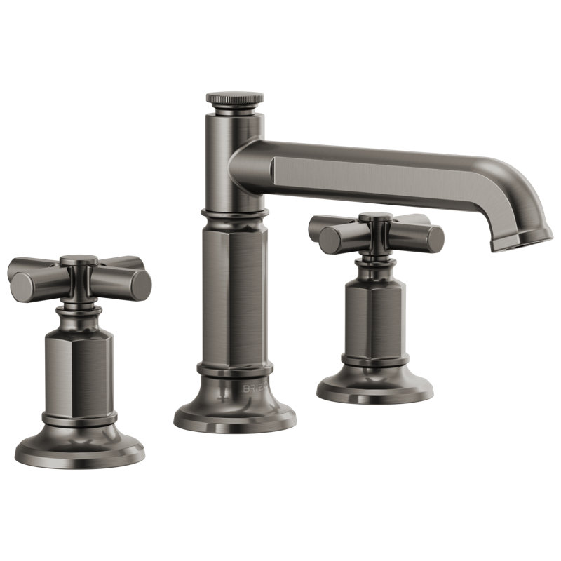 Invari™ Widespread Lavatory Faucet with Column Spout, Luxe Steel, Cross Handle