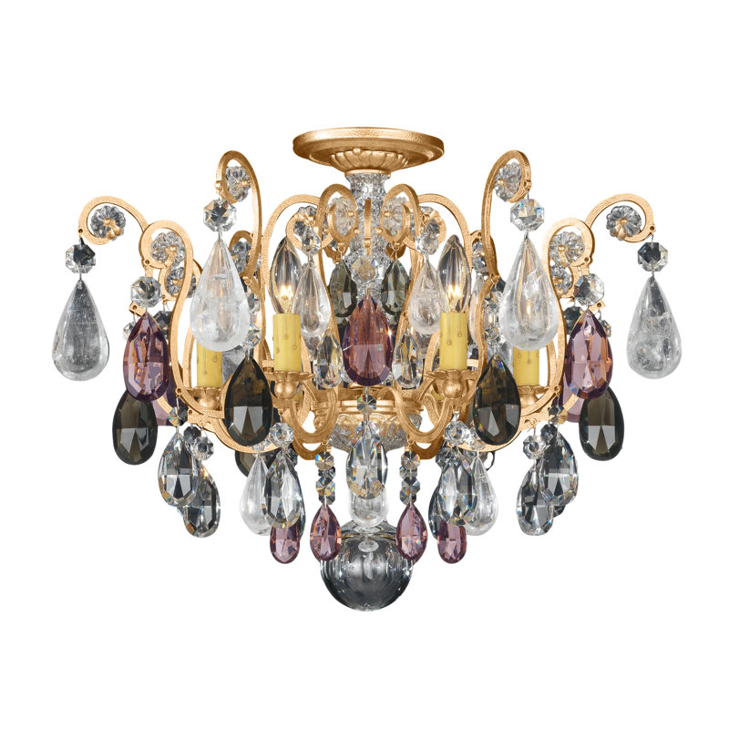 Renaissance 6 - Light Semi Flush Mount, Clear Rock Crystal, French Gold