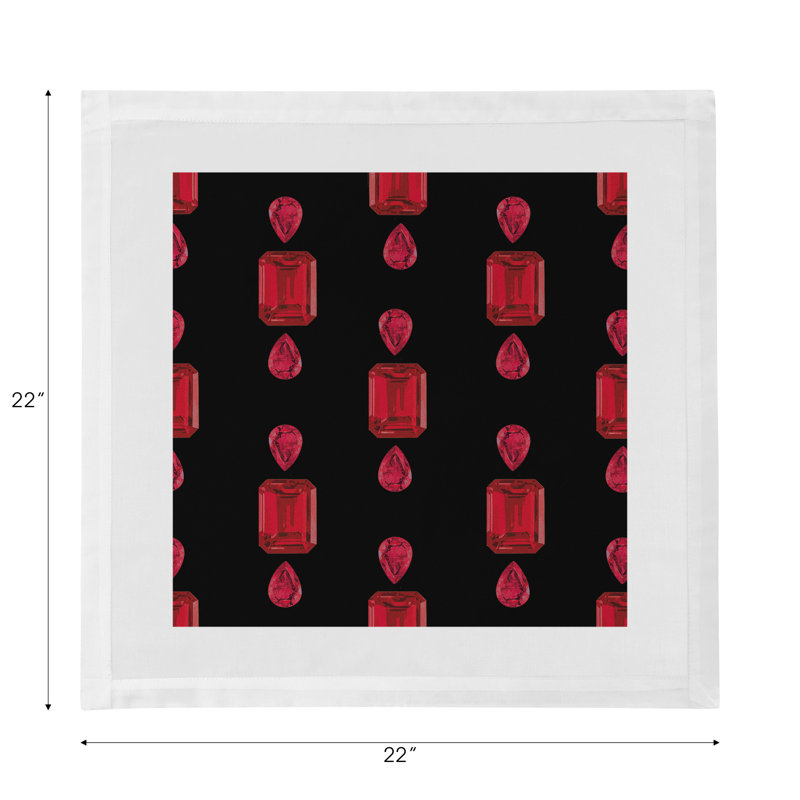 Gem Rubys Cotton Sateen Dinner Napkins, Black