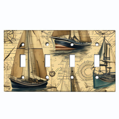 Copper Rust Patina Teal Print 4 - Gang Toggle Light Switch Standard Wall Plate