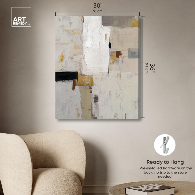 «Cold Warmth», reproduction d'art sur toile, art boho neutre par Art Remedy, Toile tendue avec châssis, H 36 po x l 30 po
