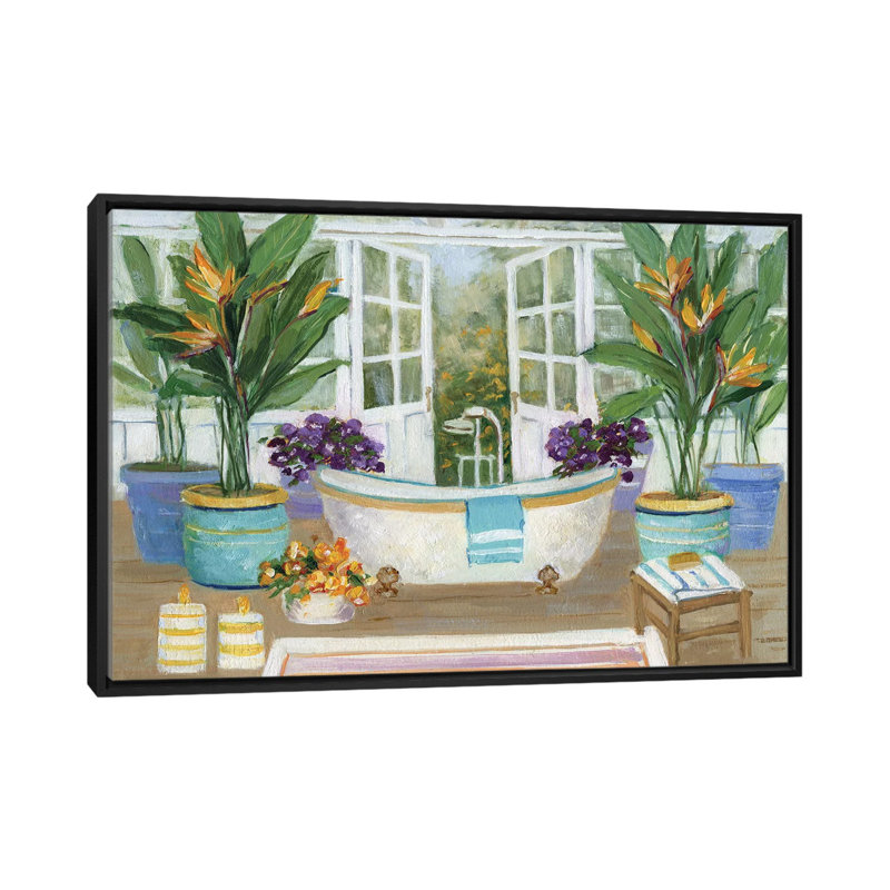 «Tropical Island Spa II», reproduction sur toile, H 18 po x l 26 po x P 1,5 po, Toile avec cadre noir, Pas de tapis