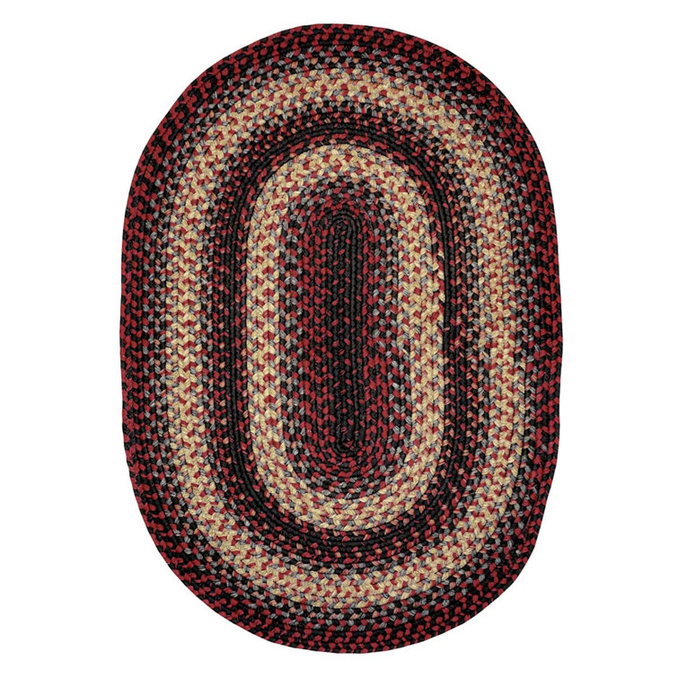  Braided Rug Washable Indoor/Outdoor Gray/Cream/Black/Red Rug