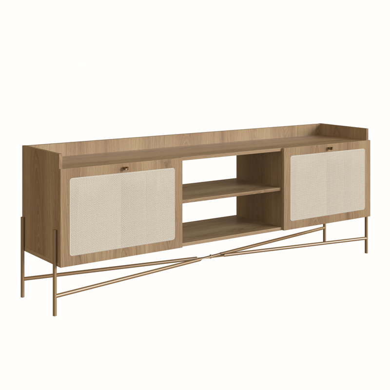 Ahlgren TV Stand for TVs up to 78", Brown/Gold